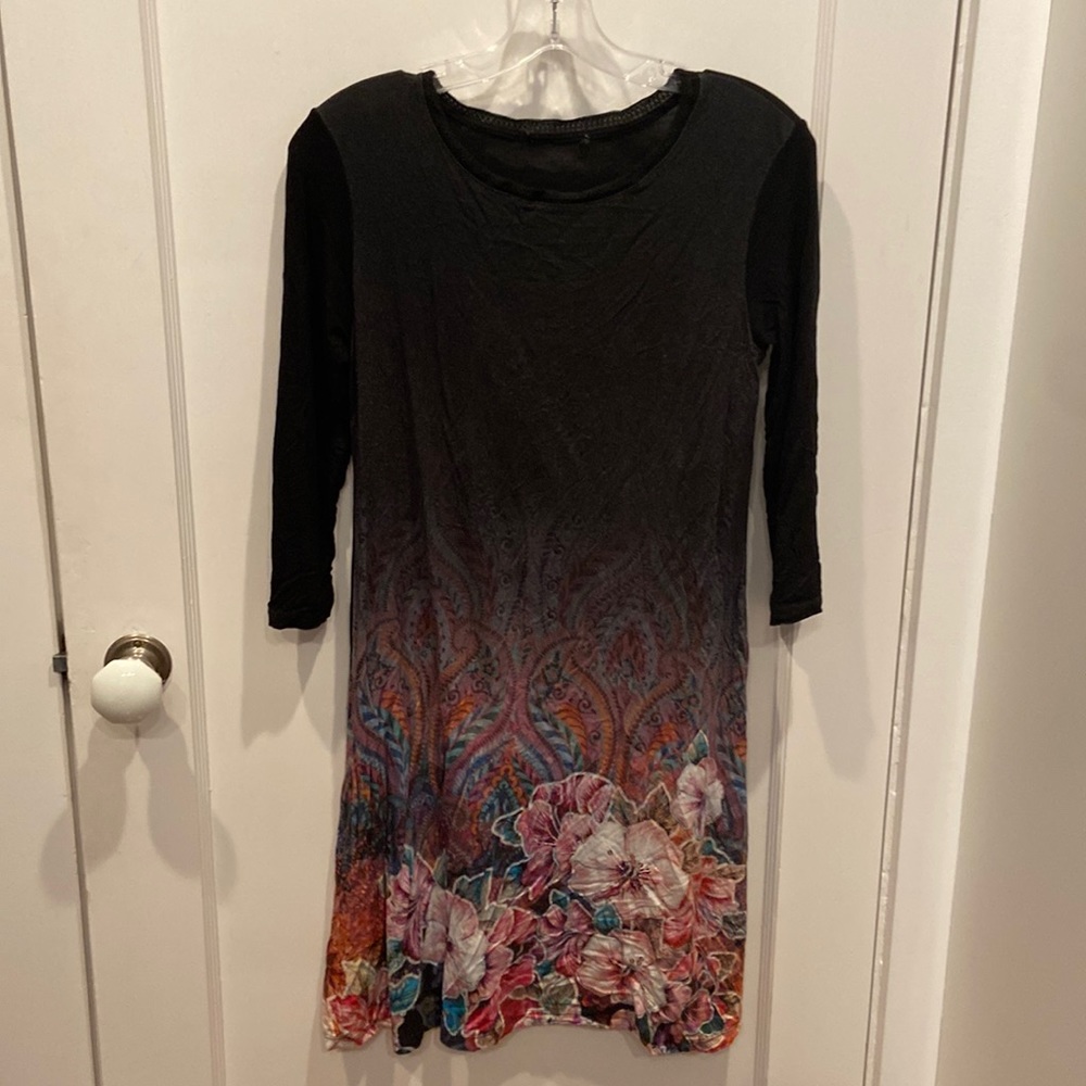 Slinky colorful flower print dress